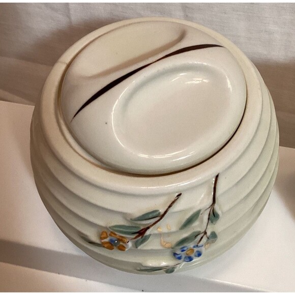 Vitreous Porcelain China Beehive Style Creamer & Sugar Bowl With Uranium Glaze - Picture 8 of 16